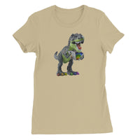 Rainbow Dinosaur Playing Accordion Women's T-Shirt