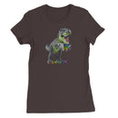 Rainbow Dinosaur Playing Accordion Women's T-Shirt