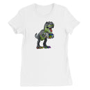 Rainbow Dinosaur Playing Accordion Women's T-Shirt