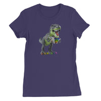 Rainbow Dinosaur Playing Accordion Women's T-Shirt