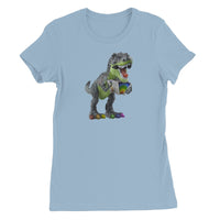 Rainbow Dinosaur Playing Accordion Women's T-Shirt