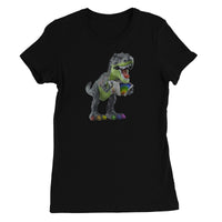 Rainbow Dinosaur Playing Accordion Women's T-Shirt