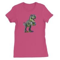 Rainbow Dinosaur Playing Accordion Women's T-Shirt