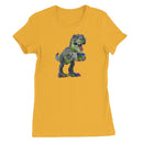 Rainbow Dinosaur Playing Accordion Women's T-Shirt