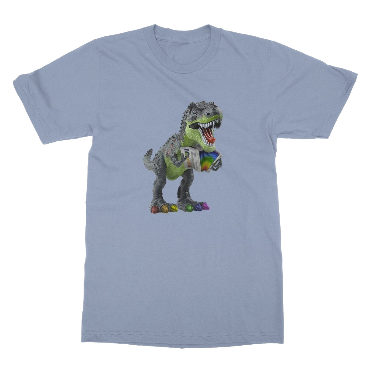 Rainbow Dinosaur Playing Accordion T-Shirt