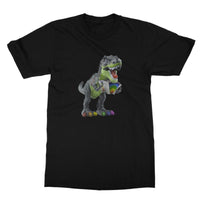 Rainbow Dinosaur Playing Accordion T-Shirt