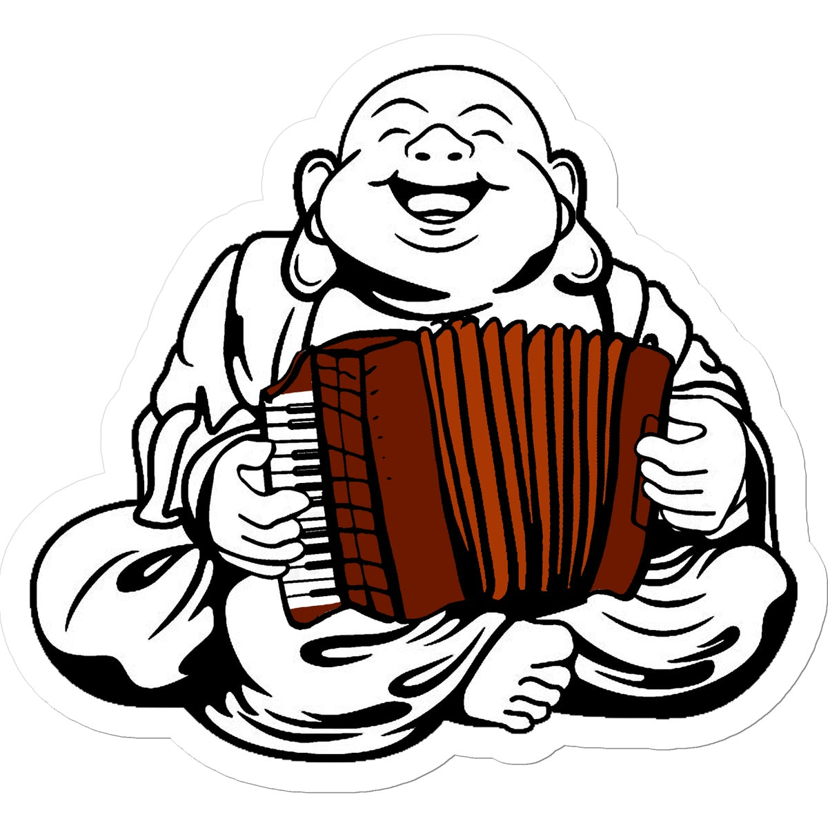 Accordion Playing  Buddha Sticker