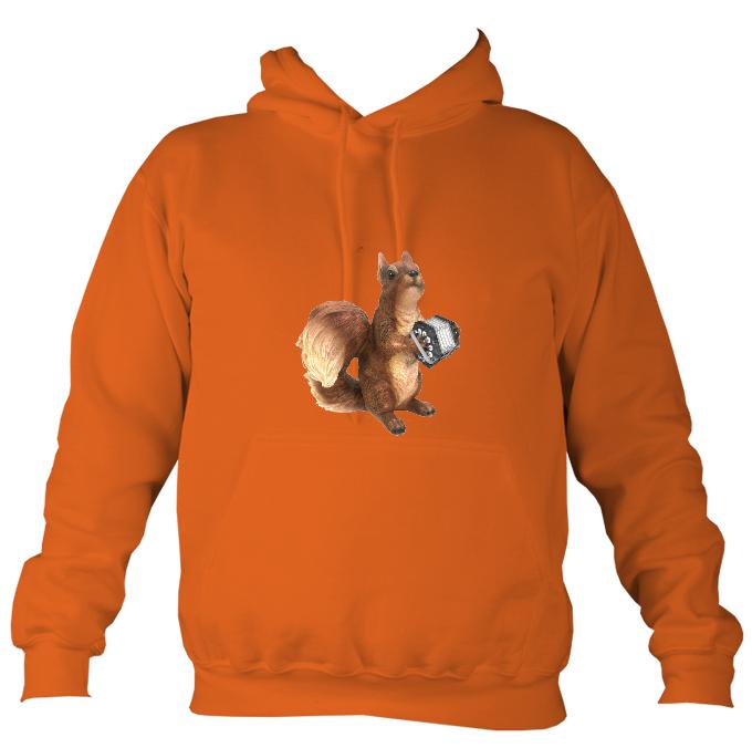 Concertina Playing Squirrel Hoodie-Hoodie-Burnt orange-Mudchutney