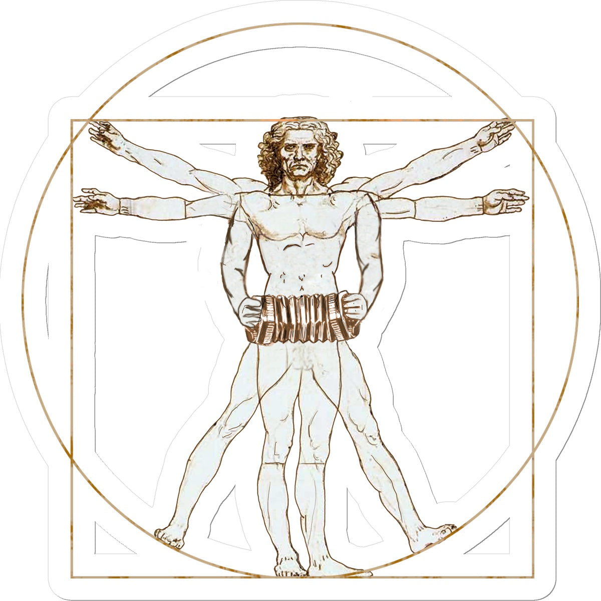 Da Vinci Vitruvian Man Concertina Sticker