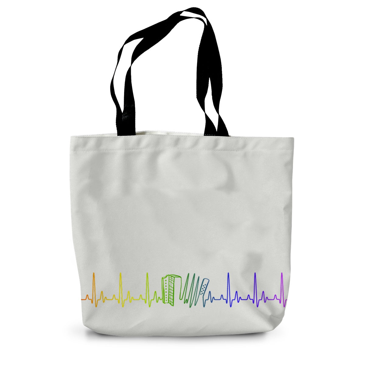 Rainbow Heartbeat Melodeon Canvas Tote Bag