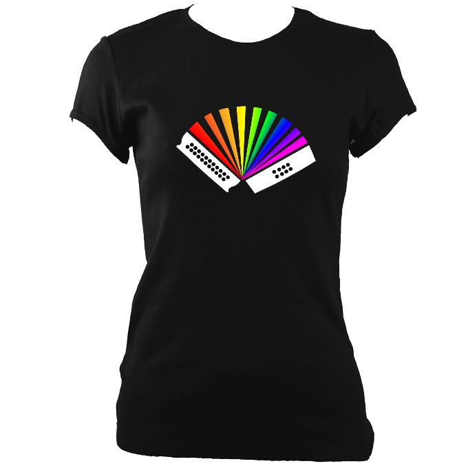 Rainbow Melodeon Ladies Fitted T-shirt