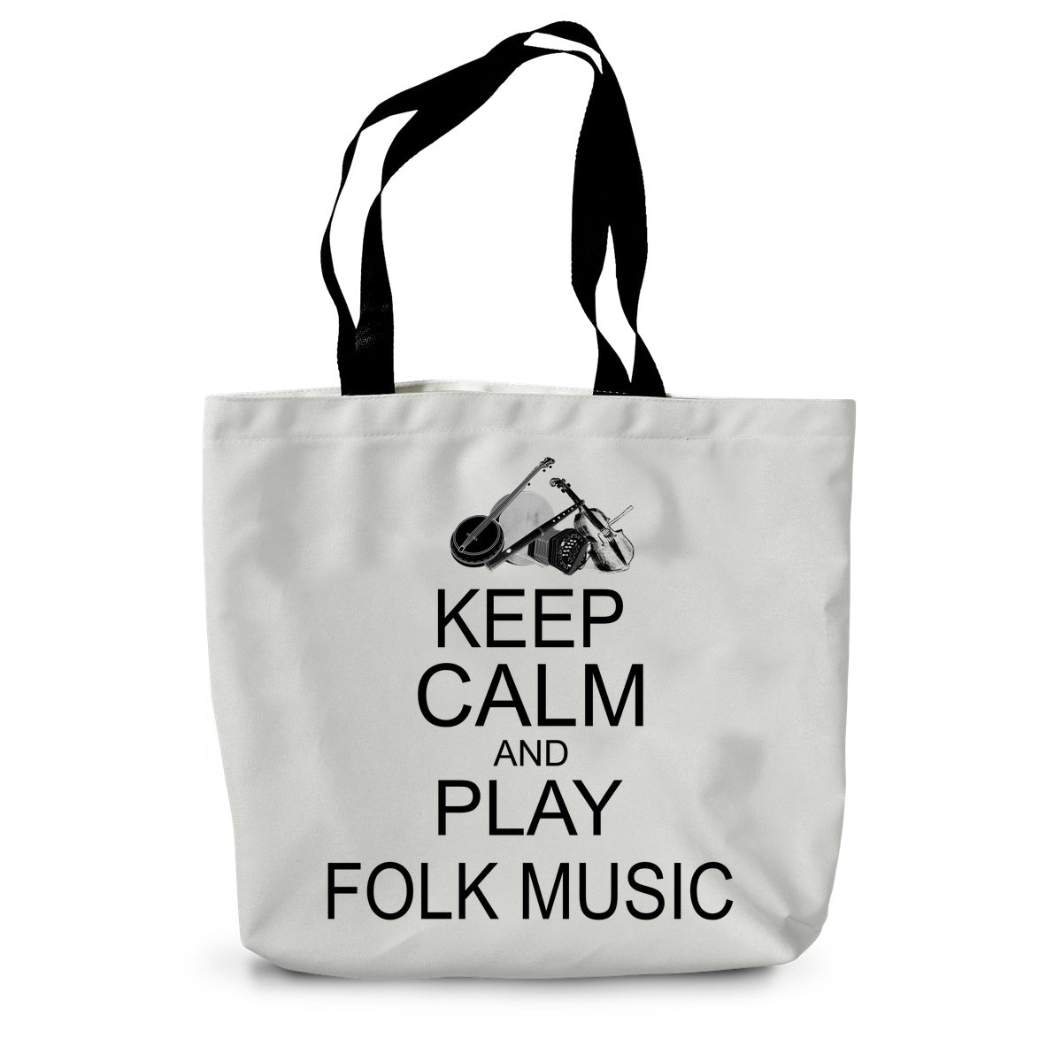 Keep Calm & Play Folk Music Canvas Tote Bag