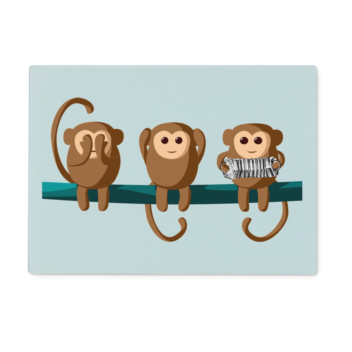 Play No Concertina Monkeys Glass Chopping Board