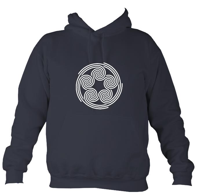 Celtic Five Spirals Hoodie-Hoodie-Denim-Mudchutney