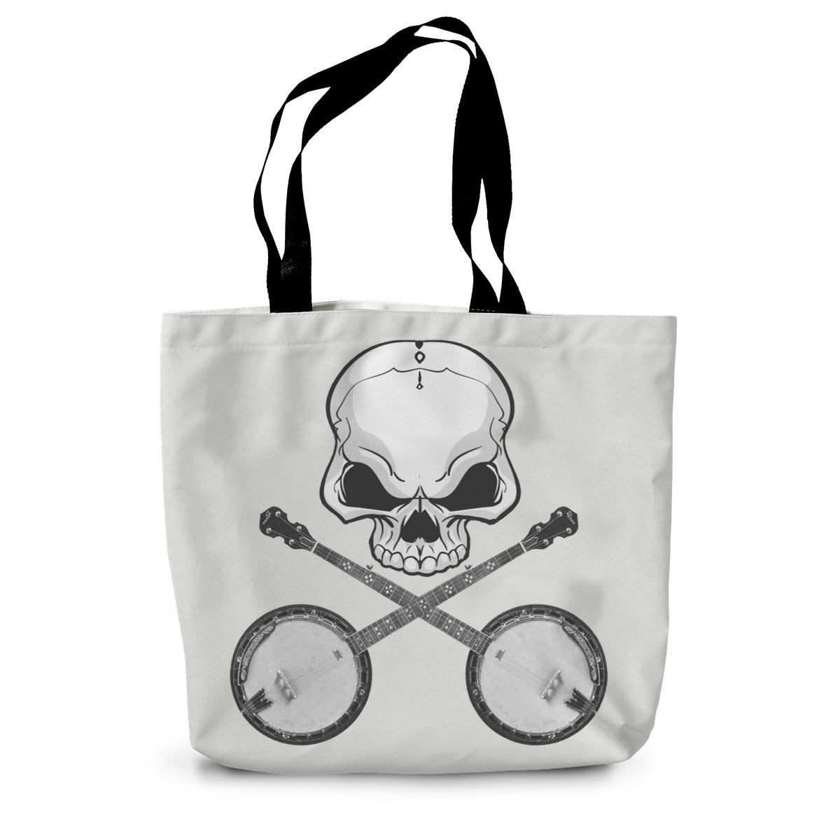 Skull and crossed Banjos Canvas Tote Bag