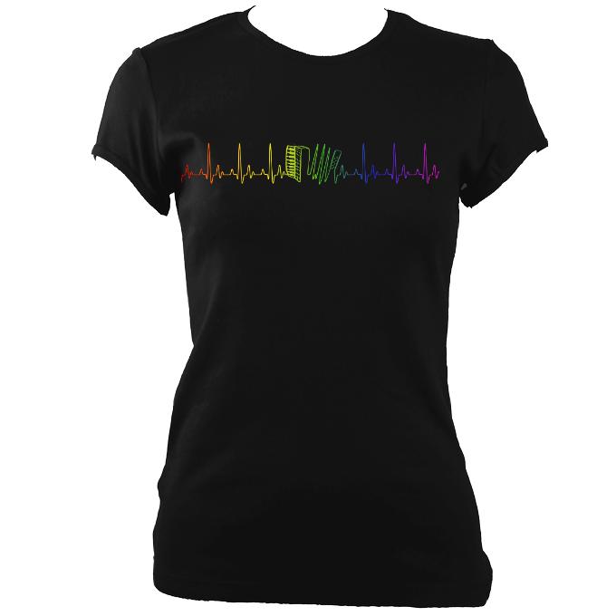 Heartbeat Rainbow Accordion Ladies Fitted T-shirt