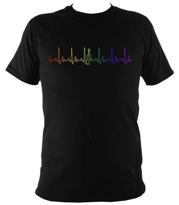 Rainbow Coloured Heartbeat Fiddle T-shirt