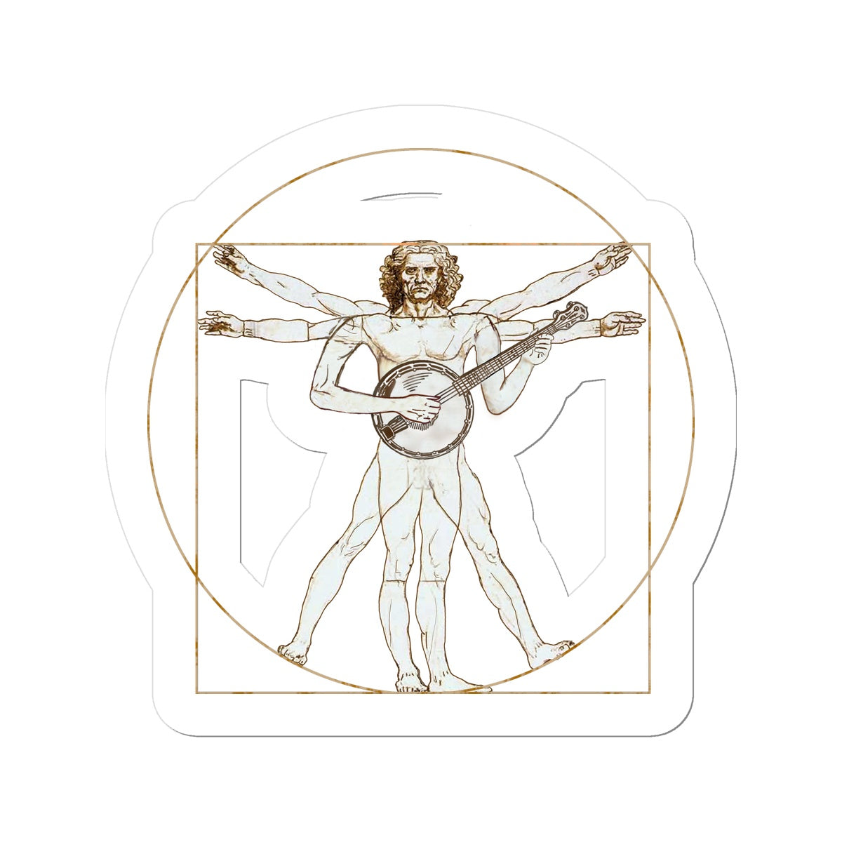 Da Vinci Vitruvian Man Banjo Sticker Mudchutney