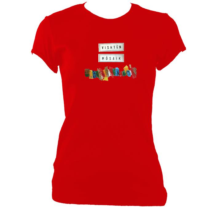 update alt-text with template Vishtèn "Mosaic" Ladies Fitted T-Shirt - T-shirt - Red - Mudchutney