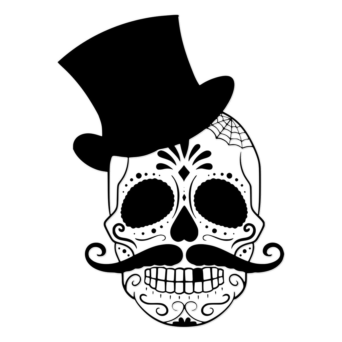 Skull in Top Hat Temporary Tattoo