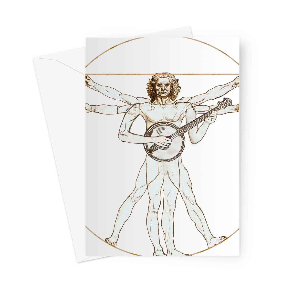 Da Vinci Vitruvian Man Banjo Greeting Card