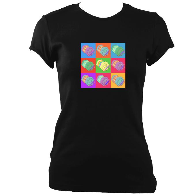 Warhol style Anglo Concertina Ladies Fitted T-shirt