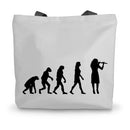 Evolution of Female Flute Player Canvas Tote Bag