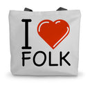 I Love Folk Canvas Tote Bag