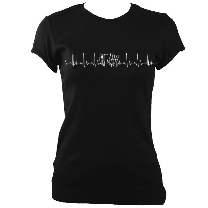 Heartbeat Accordion Ladies Fitted T-shirt