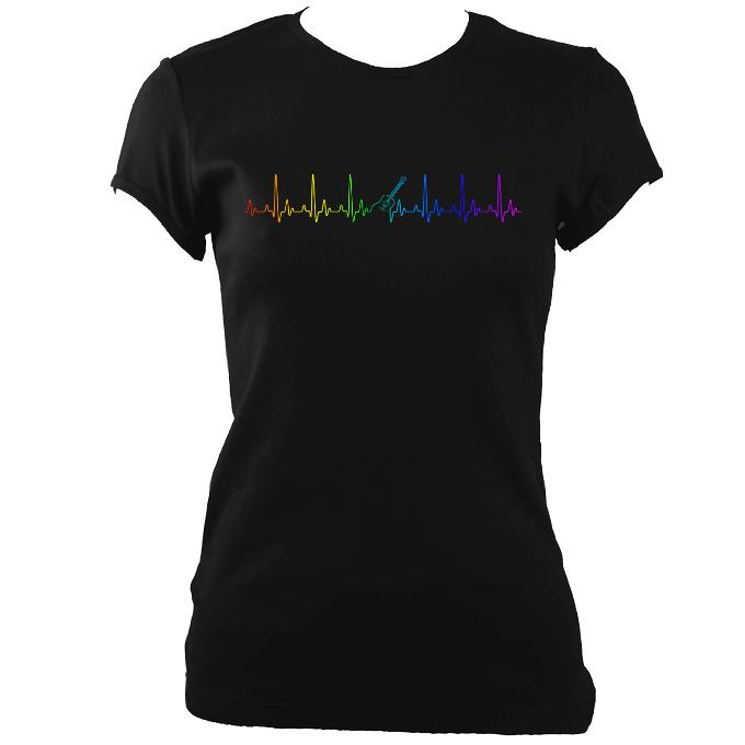 Rainbow Coloured Heartbeat Guitar Fitted T-shirt