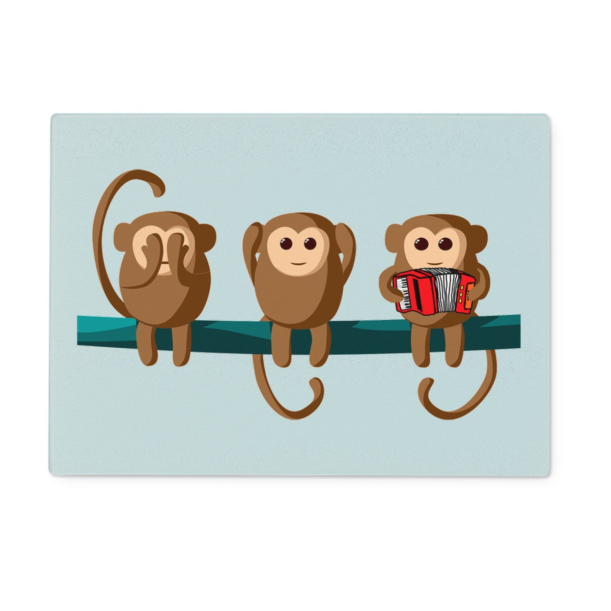 Play No Accordion Monkeys Glass Chopping Board