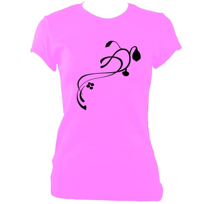 update alt-text with template Ladies Flower Fitted T-shirt - T-shirt - Azalea - Mudchutney