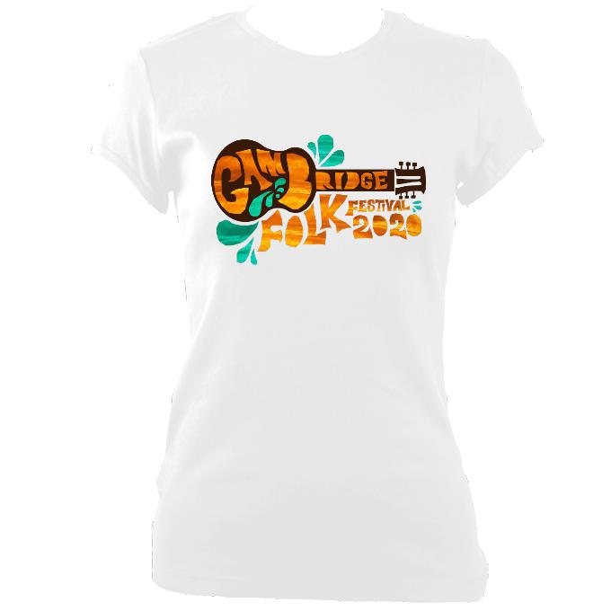 update alt-text with template Cambridge Folk Festival - Design 8 - Women's Fitted T-shirt - T-shirt - White - Mudchutney