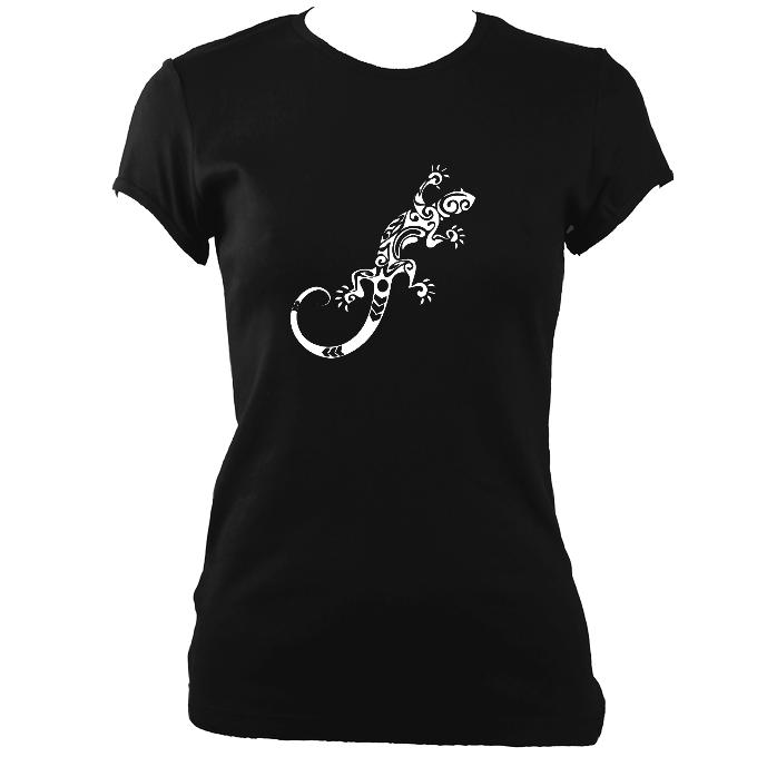 Tribal Style Gecko Ladies Fitted T-shirt