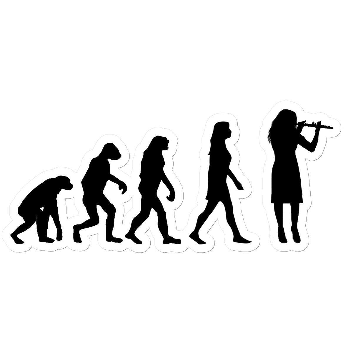 Evolution of Female Flute Players Sticker