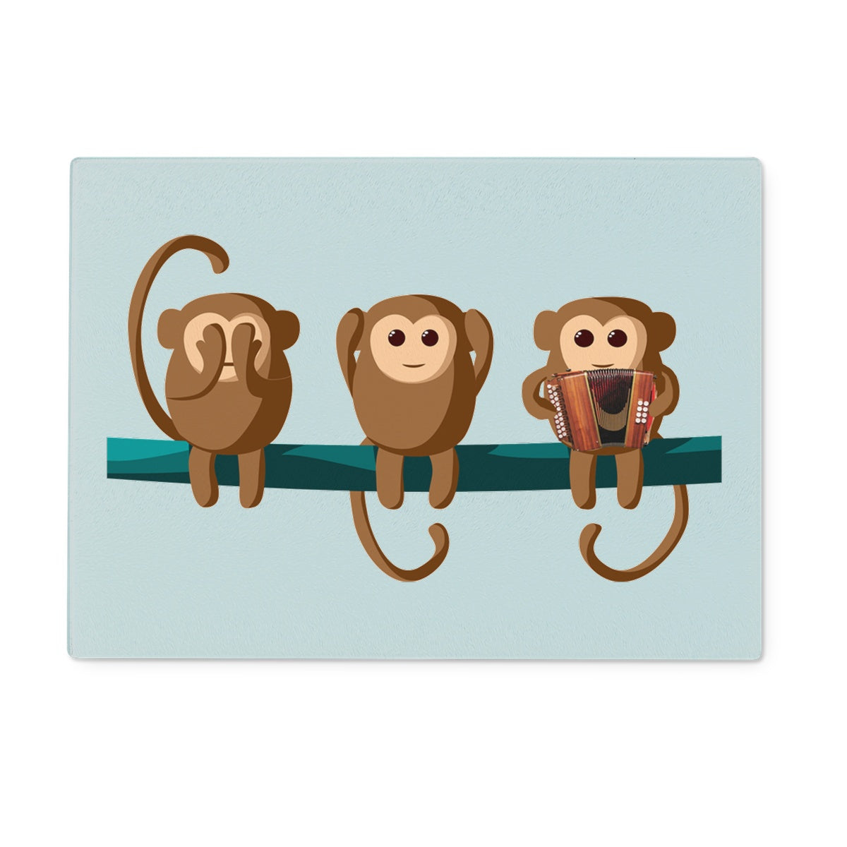 Play No Melodeon Monkeys Glass Chopping Board