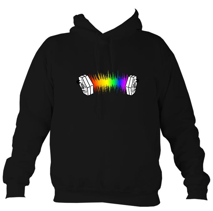 Rainbow Sound Wave Concertina Hoodie-Hoodie-Jet black-Mudchutney