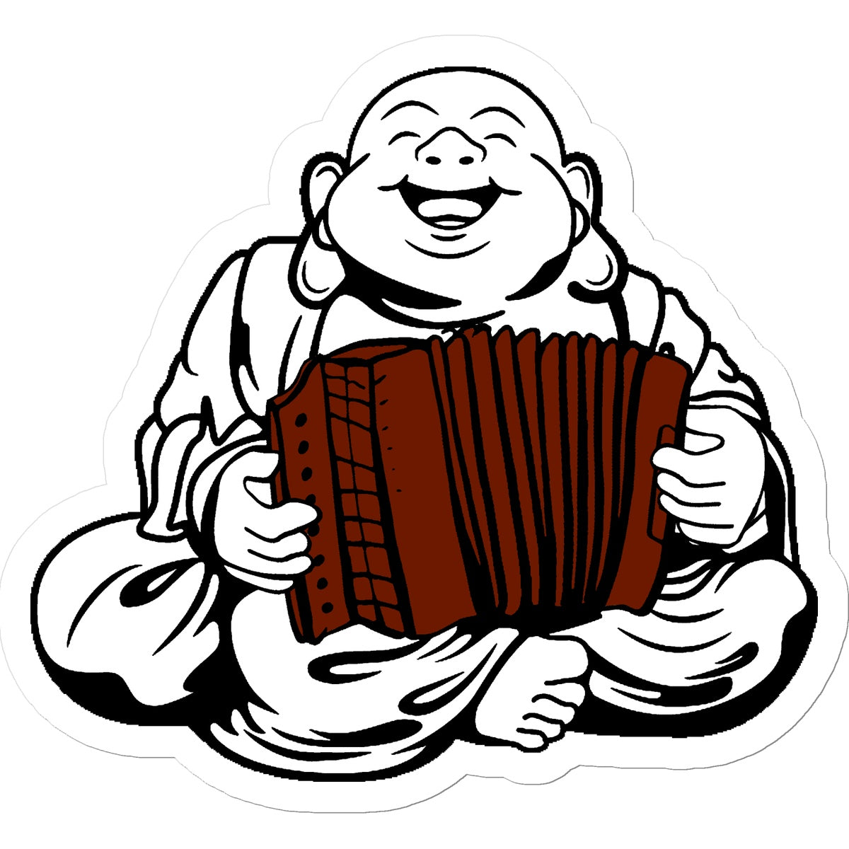 Melodeon Playing Buddha Sticker