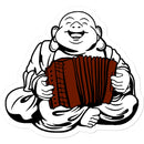 Melodeon Playing Buddha Sticker