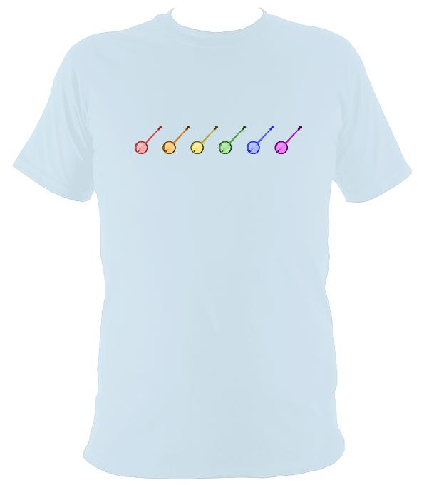 Rainbow of Banjos T-shirt - T-shirt - Light Blue - Mudchutney