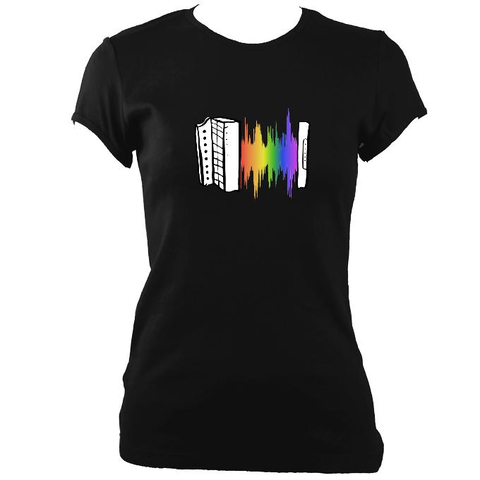 Rainbow Sound Wave Melodeon Ladies Fitted T-shirt