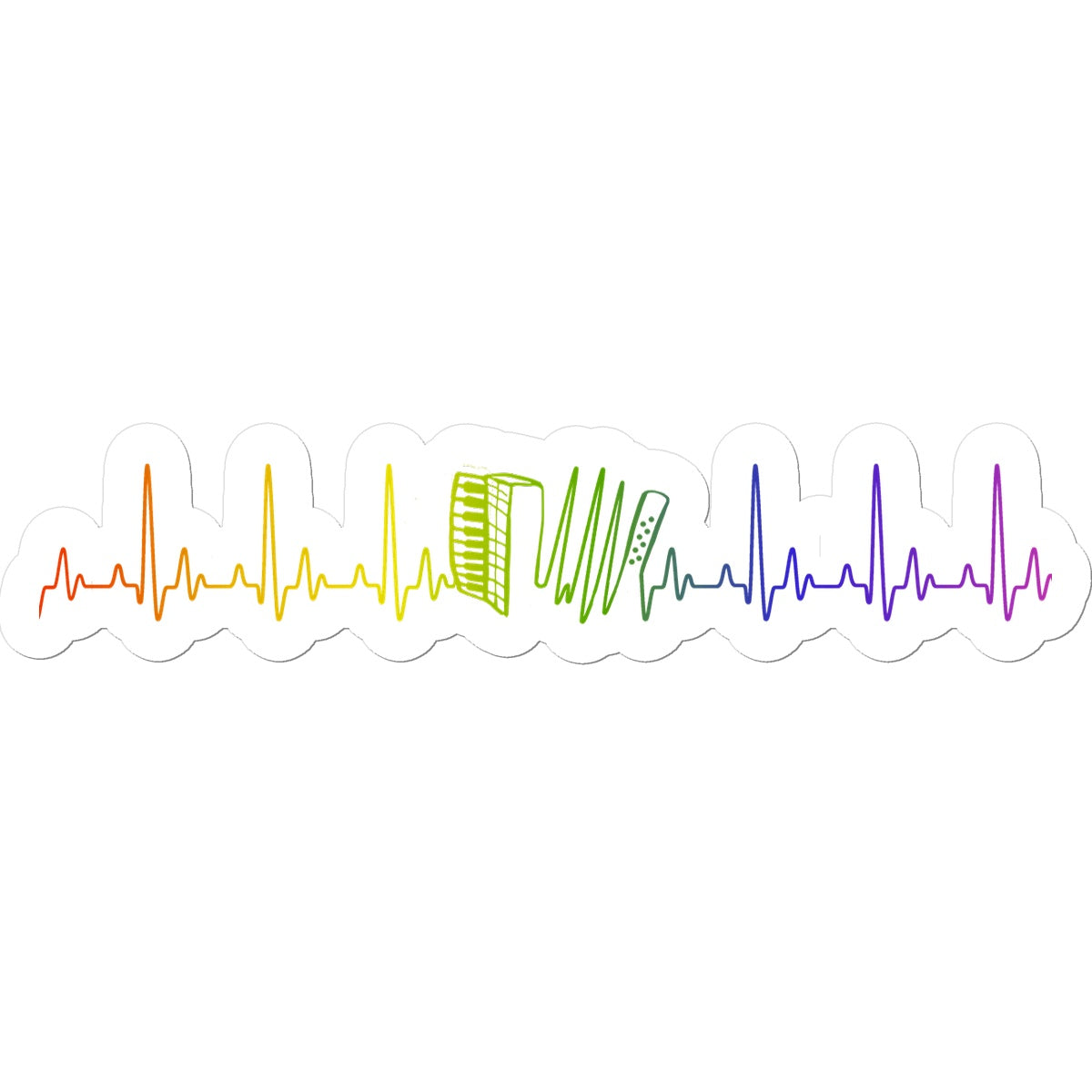 Rainbow Heartbeat Accordion Sticker