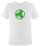 Green Swirly Style Celtic Tribal Spiral T-Shirt - T-shirt - White - Mudchutney