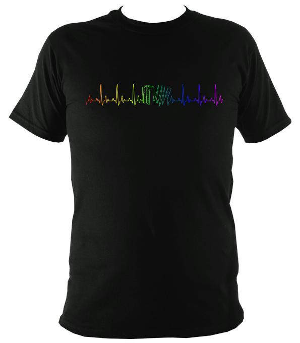Rainbow Coloured Heartbeat Melodeon T-shirt