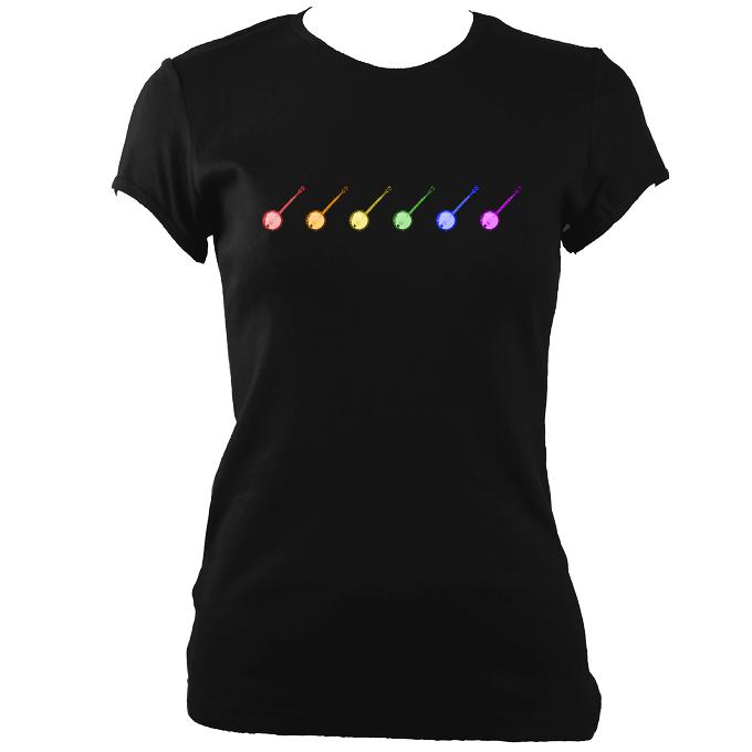 Rainbow of Banjos Ladies Fitted T-shirt