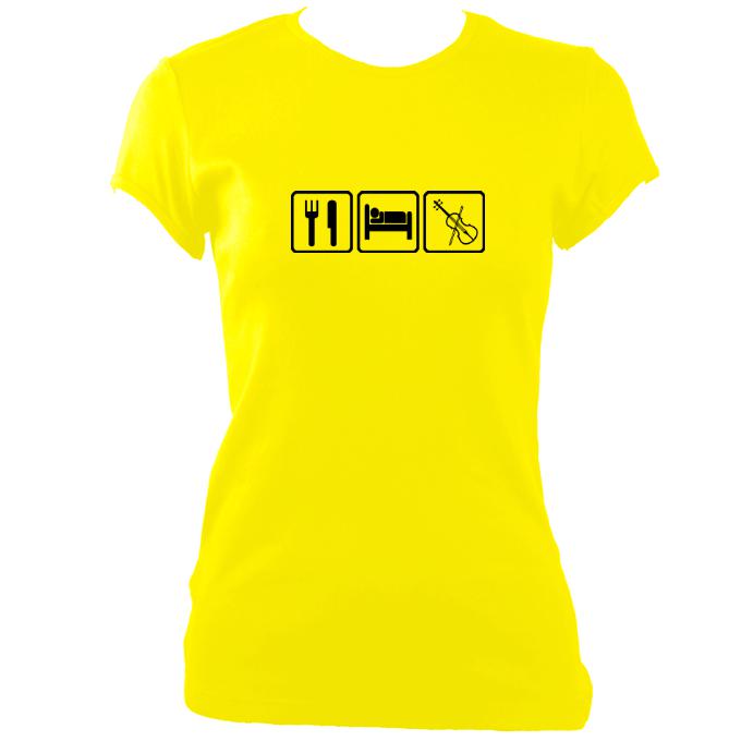 update alt-text with template Eat, Sleep, Play Fiddle Ladies Fitted T-shirt - T-shirt - Daisy - Mudchutney