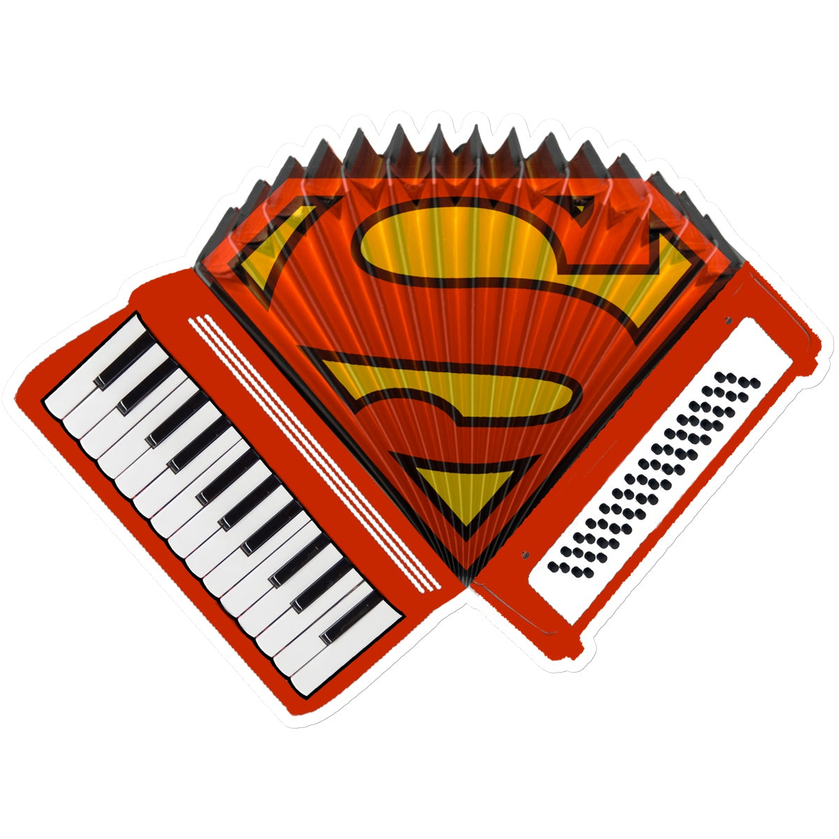 Accordion Superhero Sticker