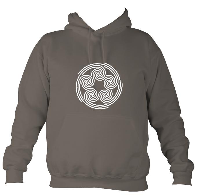 Celtic Five Spirals Hoodie-Hoodie-Mocha brown-Mudchutney