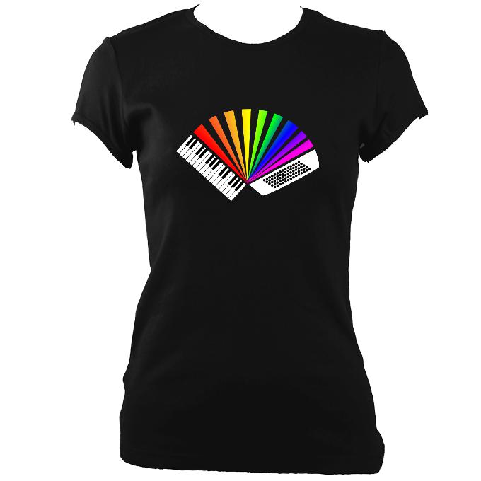 Rainbow Piano Accordion Ladies Fitted T-shirt