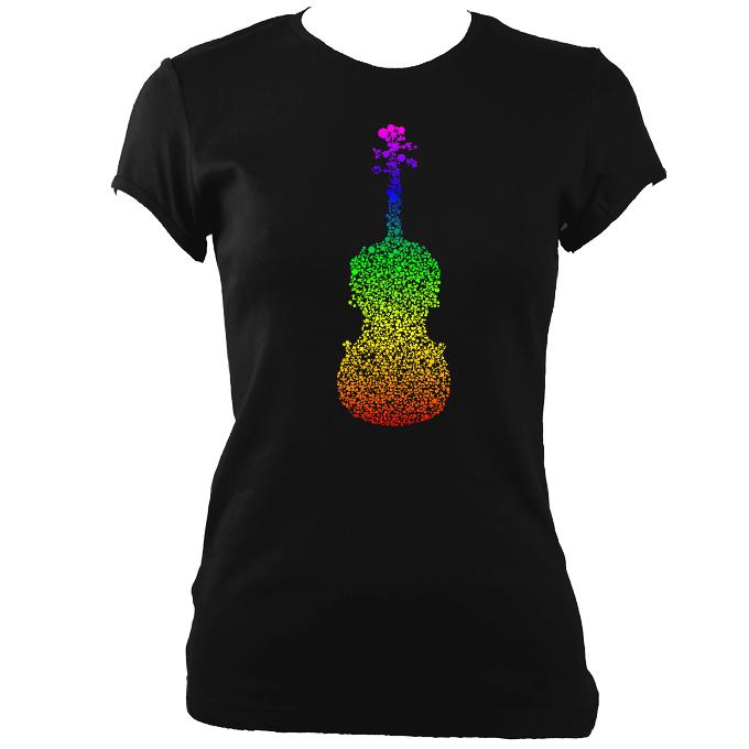 Rainbow Dotted Fiddle Ladies Fitted T-shirt